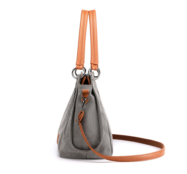 Khaki Women's Canvas Hobo Handbag Large Shoulder Tote Bag Adjustable Crossbody Strap Casual Purse 40cm for Work School Travel - Image 3