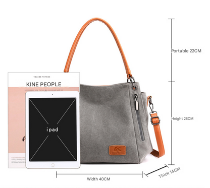 Purple Women's Canvas Hobo Handbag Large Shoulder Tote Bag Adjustable Crossbody Strap Casual Purse 40cm for Work School Travel - Image 2