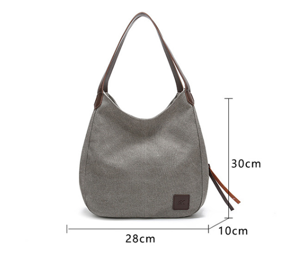 Coffee Women's Canvas Hobo Handbag Multi-Compartment Shoulder Tote Bag Minimalist Casual Purse 30cm for Work Shopping & Travel - Image 2