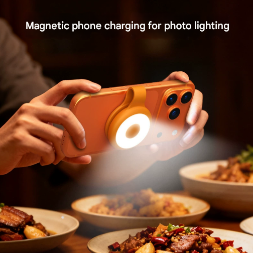 White Mini Magnetic Selfie Light Clip-On LED Phone Fill Light Rechargeable 500mAh 5 Lighting Modes Portable Video Light for Vlogging & Zoom Calls - Image 5