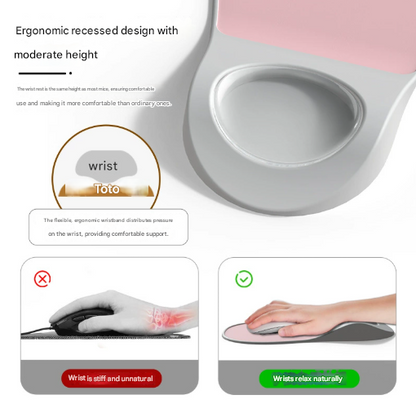 Milk Tea Color Ergonomic Mouse Pad with Wrist Rest Support Soft Silicone Concave Groove Design 32.5cm Non-Slip Mat for Home Office & Gaming - Image 2