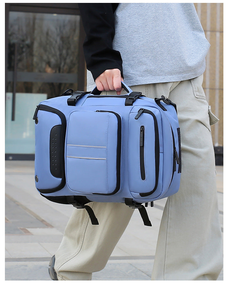 Large Capacity Convertible Travel Backpack - 16" Laptop Compartment, Shoe Pouch & USB Port(Grey) - Image 2