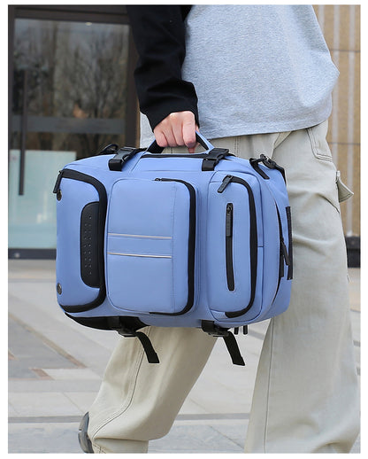 Large Capacity Convertible Travel Backpack - 16" Laptop Compartment, Shoe Pouch & USB Port(Grey) - Image 2
