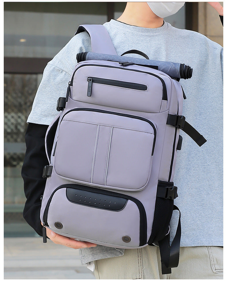 Large Capacity Convertible Travel Backpack - 16" Laptop Compartment, Shoe Pouch & USB Port(Grey) - Image 5