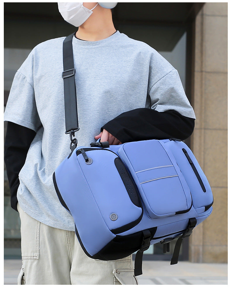 Large Capacity Convertible Travel Backpack - 16" Laptop Compartment, Shoe Pouch & USB Port(blue) - Image 3