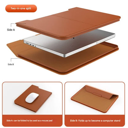 3-in-1 Detachable PU Leather Laptop Sleeve with Ergonomic Stand & Mouse Pad(black  13/14 inch) - Image 5