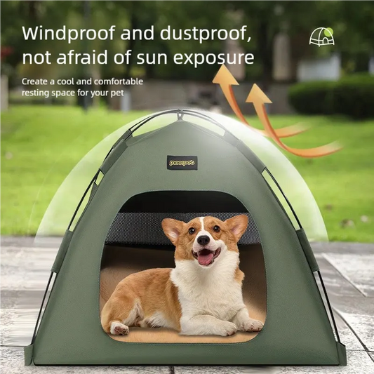Small Size Pet Tent for Cats & Dogs(Green) - Portable Comfort Shelter with Soft Cushion - Image 5