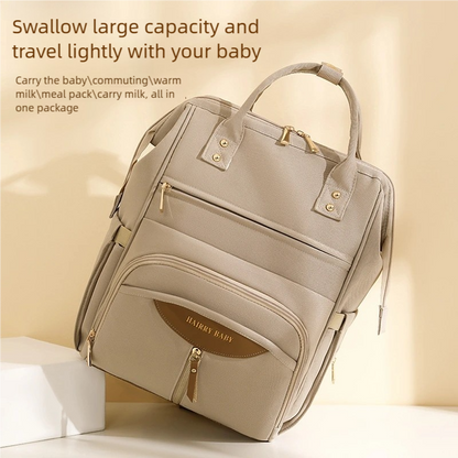 Multifunctional Diaper Bag Backpack(Apricot) - Large Capacity & Organized Storage for Baby Essentials - Image 2