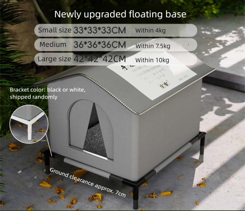 Large Size Elevated Indoor/Outdoor Pet Shelter(grey): Waterproof, Insulated for All-Season Warmth
