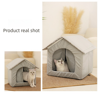Medium Elevated Indoor/Outdoor Pet Shelter(blue): Waterproof, Insulated for All-Season Warmth - Image 5