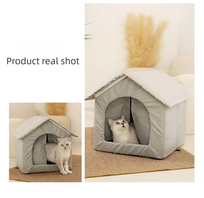 Medium Elevated Indoor/Outdoor Pet Shelter(blue): Waterproof, Insulated for All-Season Warmth - Image 5