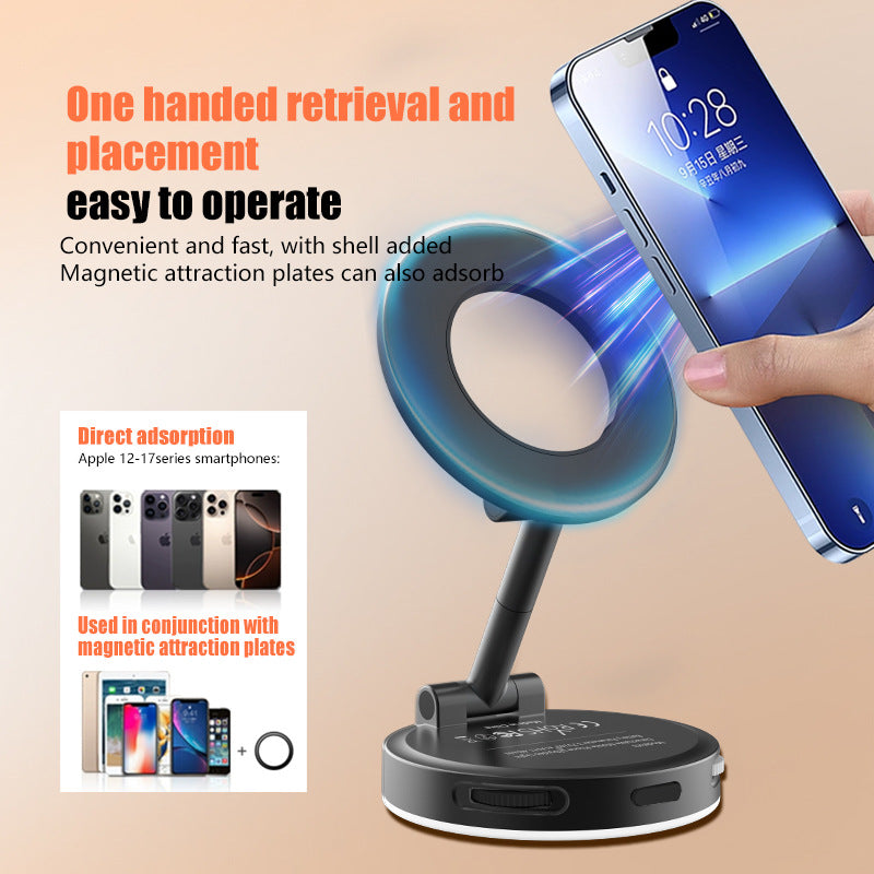 White 2-in-1 Folding Portable Selfie Light and Magnetic Phone Stand - Vlogging Ring Light with Adjustable Kickstand, Three-Color Soft Light &  USB Rechargeable - Image 3