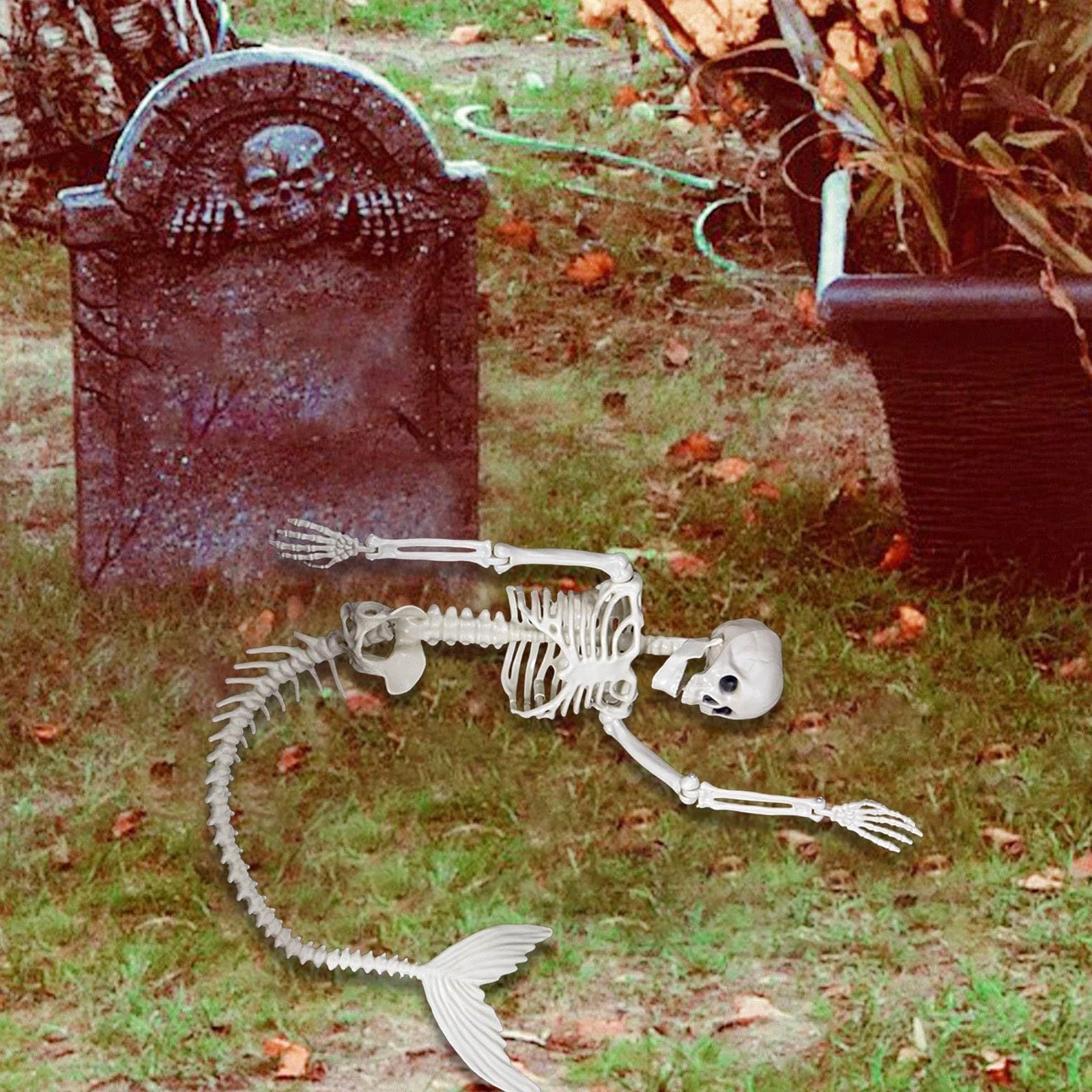 Halloween 31.5 inch  Poseable Mermaid Skeleton Prop Haunted Decor - Image 4