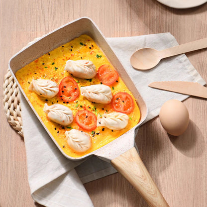 White Rectangular Non-Stick Frying Pan 19×14×4cm - Open, Induction & Gas Compatible - Image 4