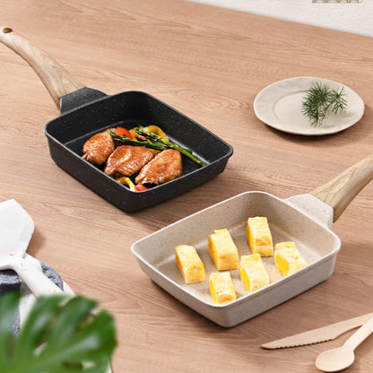 White Rectangular Non-Stick Frying Pan 19×14×4cm - Open, Induction & Gas Compatible - Image 6