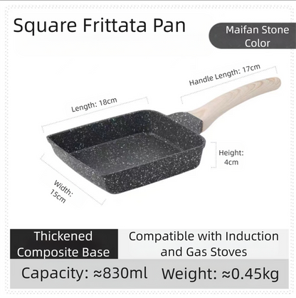 Black Rectangular Non-Stick Frying Pan 19×14×4cm - Open, Induction & Gas Compatible - Image 2