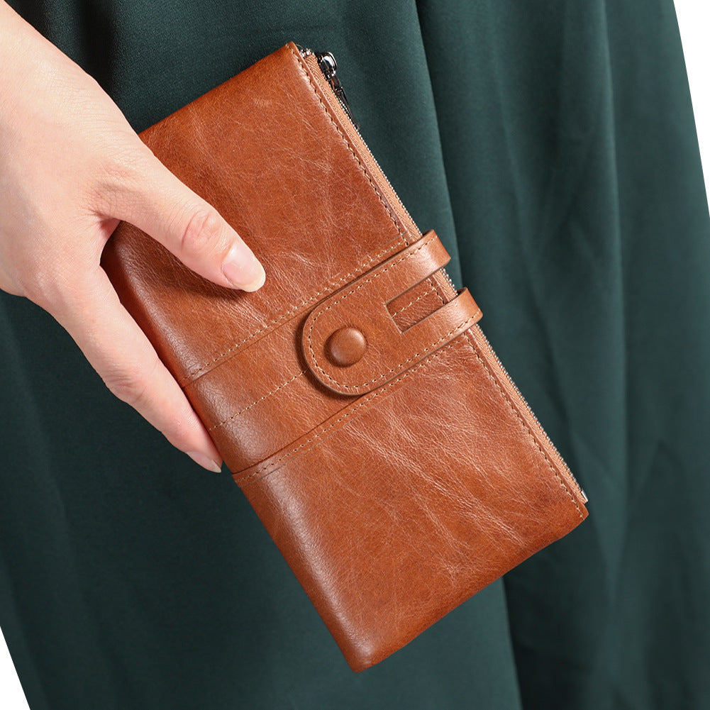 Red Premium Leather Long Wallet Clutch Organizer 19x10x3cm - 15 Card Slots - Image 2