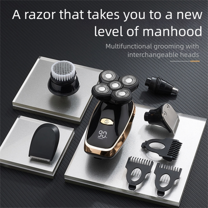 Black 5-in-1 Head Shaver & Grooming Kit - USB Charge - Image 3
