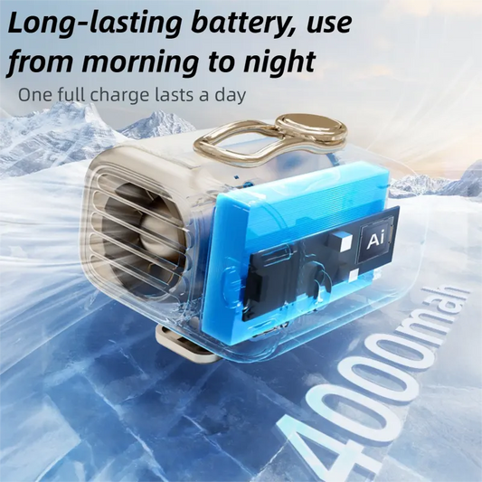White Portable Fan for Outdoor, Waist Clip, and Desktop Cooling - Image 3