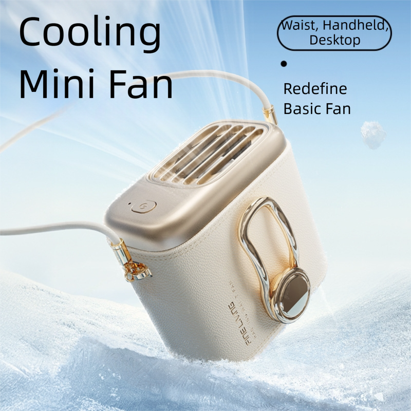 Orange Portable Fan for Outdoor, Waist Clip, and Desktop Cooling - Image 4