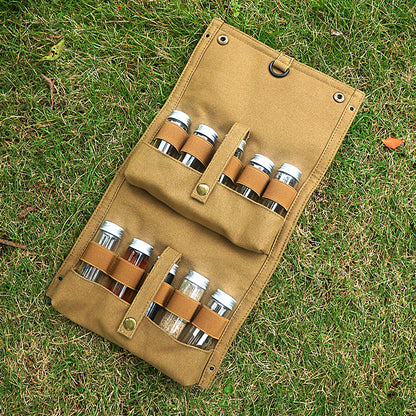 Green canvas spice storage box (9.1 x 4.7 x 2.8 inches) With 10 bottles - Image 2