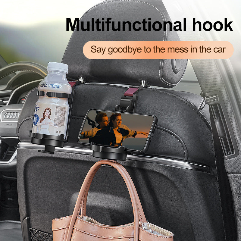 Black 3-in-1 Car Headrest Organizer Hook - Image 2