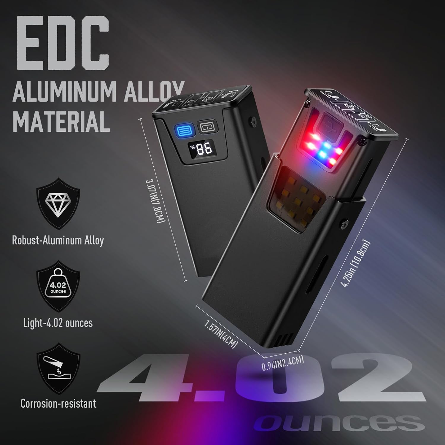 Pink-Blue Magnetic Flashlight: Spotlight, COB Flood,  Red&Blue Warning - Image 3