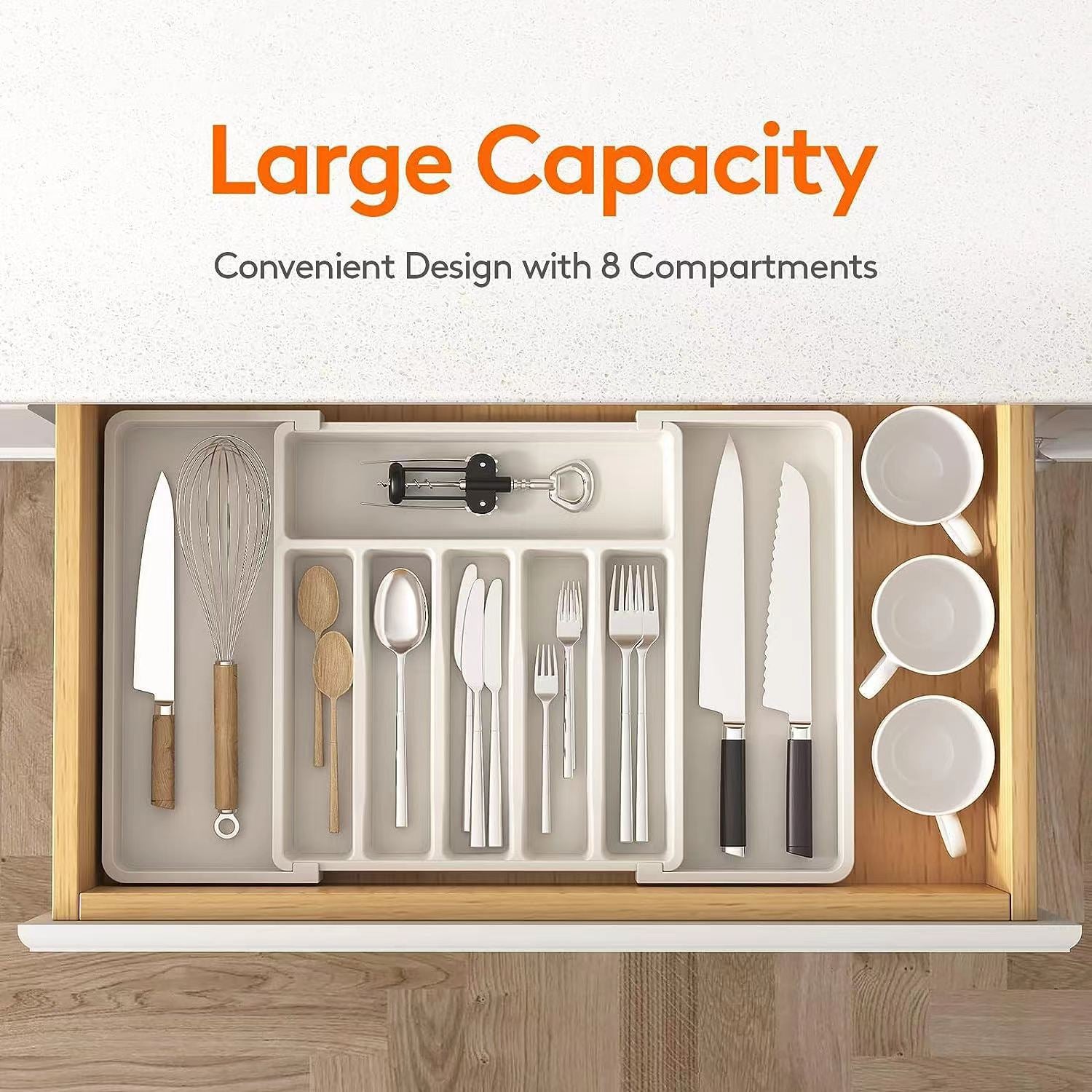 Black Adjustable Cutlery Tray (33-57cm)  - Image 4
