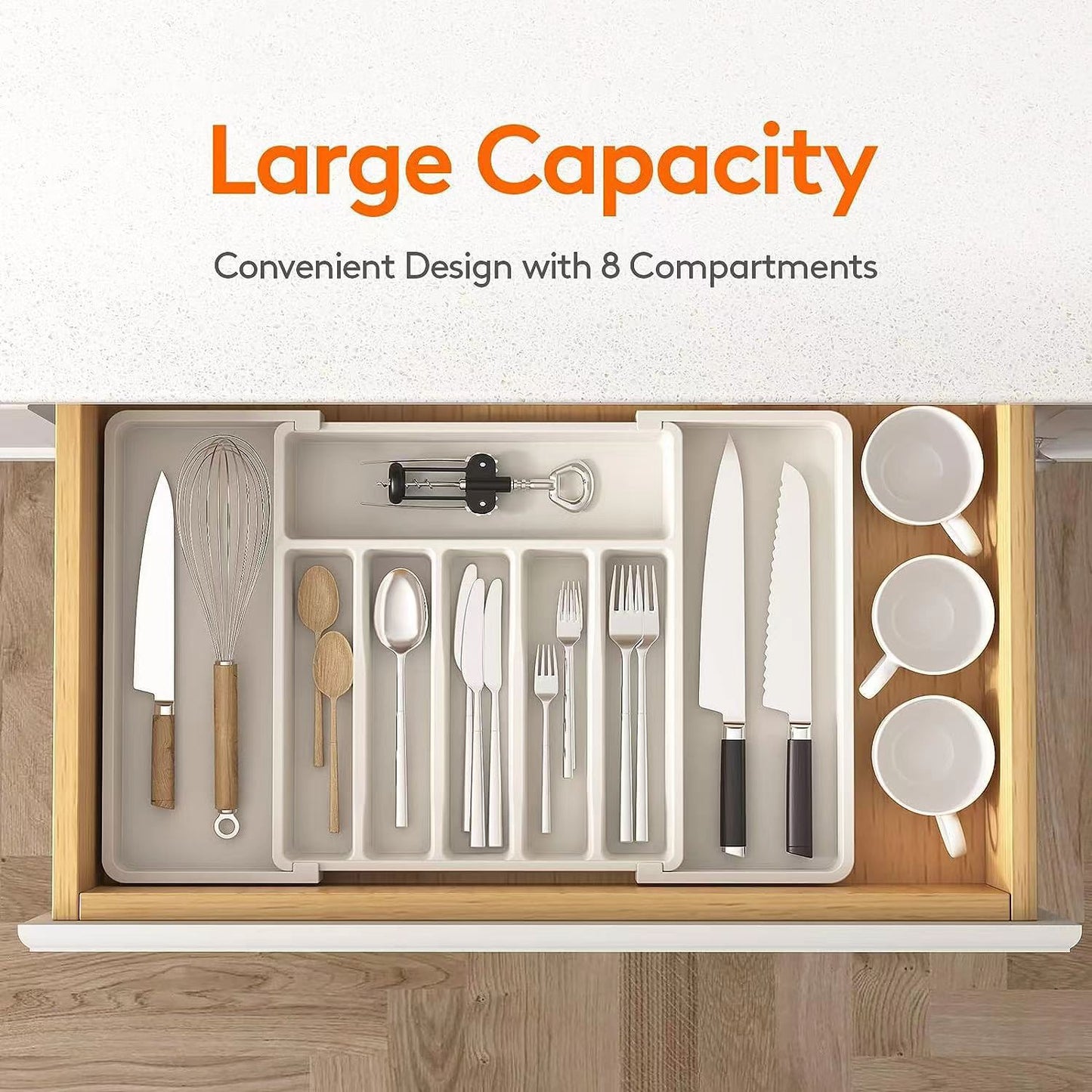 Grey Adjustable Cutlery Tray (33-57cm)  - Image 3