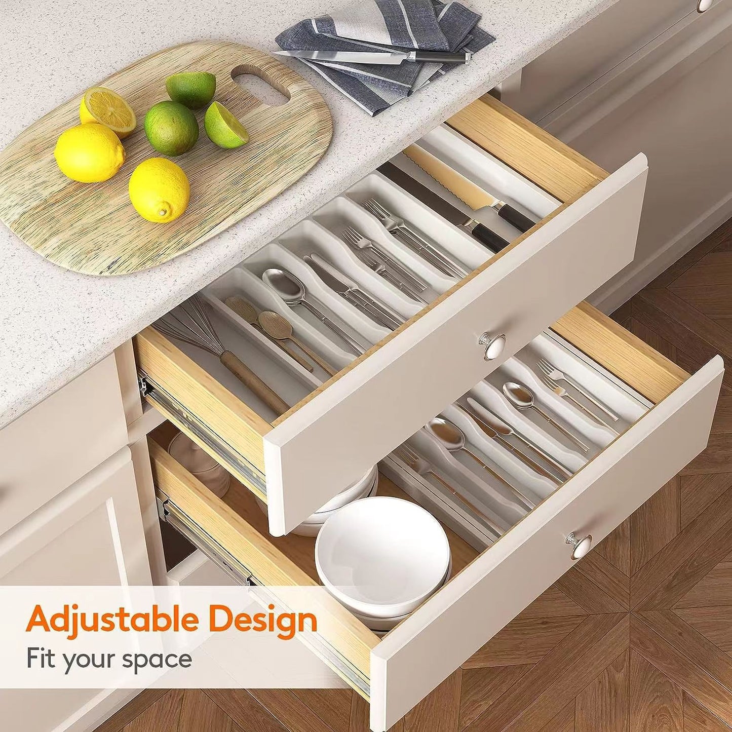Grey Adjustable Cutlery Tray (33-57cm)  - Image 4