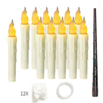 12-Pack LED Taper Candles, Remote, Hooks, & Line - Image 3