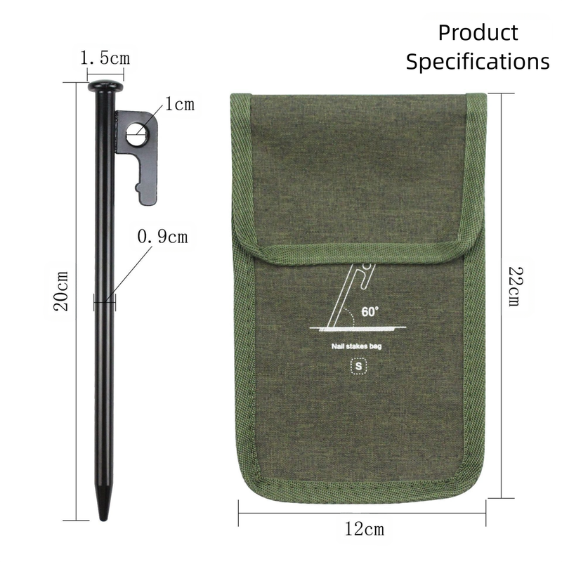 2pc Heavy-Duty 20cm Tent Stakes Kit (6 Pegs /pc) with Carry Bag - Image 2