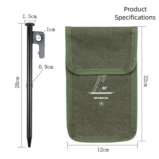 2pc Heavy-Duty 20cm Tent Stakes Kit (8 Pegs/pc) with Carry Bag - Image 2