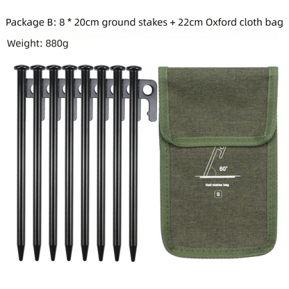 2pc Heavy-Duty 20cm Tent Stakes Kit (8 Pegs/pc) with Carry Bag - Image 2