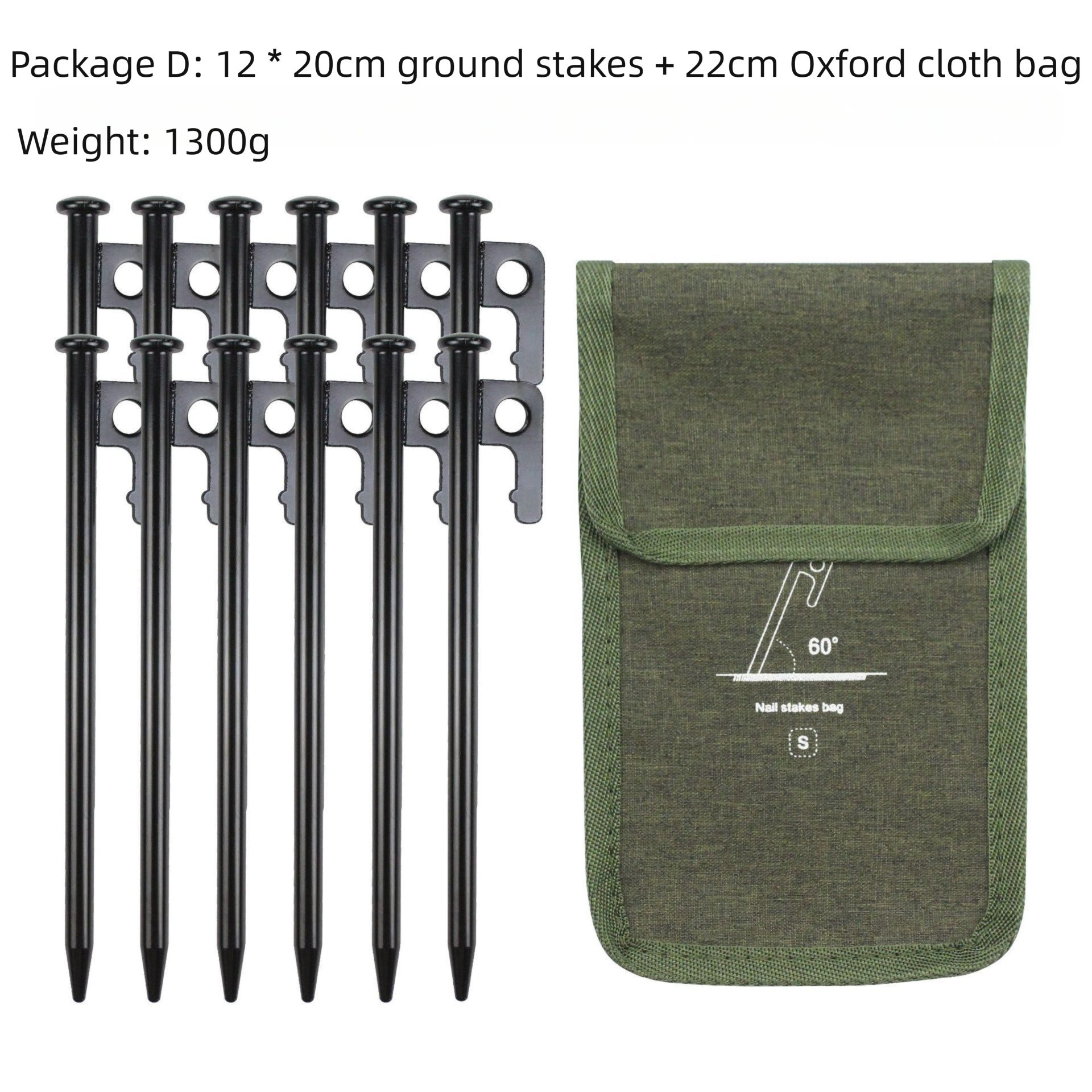 2pc Heavy-Duty 20cm Tent Stakes Kit (12 Pegs/pc) with Carry Bag - Image 2