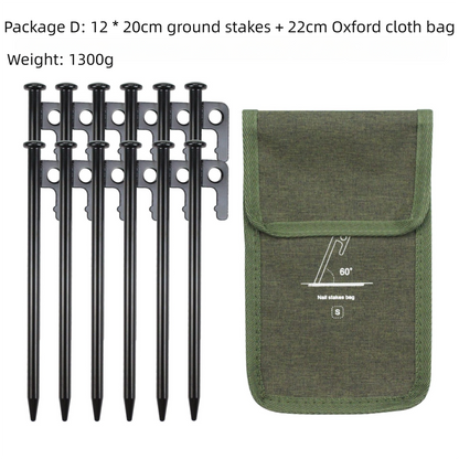 2pc Heavy-Duty 20cm Tent Stakes Kit (12 Pegs/pc) with Carry Bag - Image 2