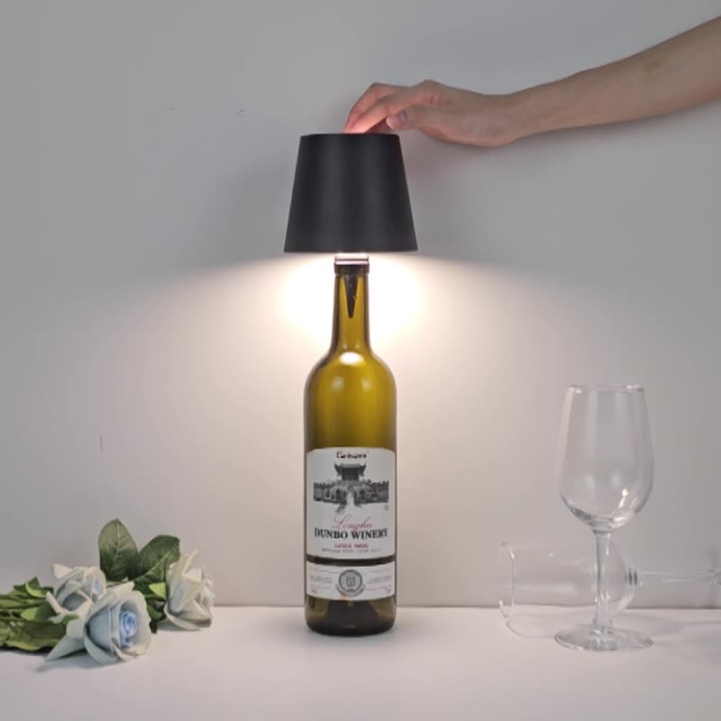 Black Cordless Tri-Color Wine Bottle LED Lamp - Image 2