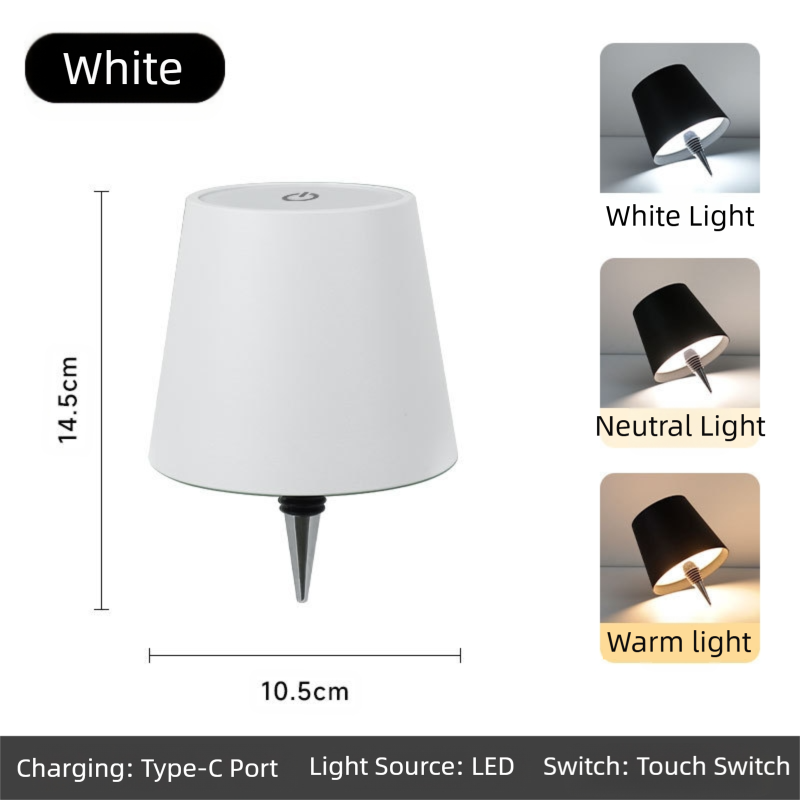 White Cordless Tri-Color Wine Bottle LED Lamp - Image 5