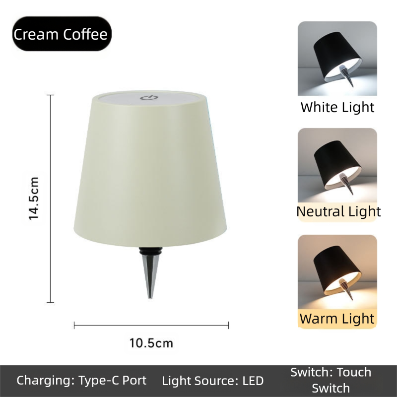 Cream-Coffee Cordless Tri-Color Wine Bottle LED Lamp - Image 5