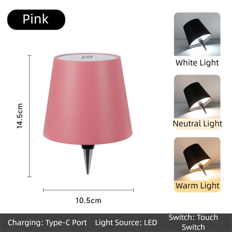 Pink Cordless Tri-Color Wine Bottle LED Lamp - Image 5