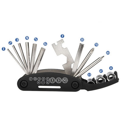 16-in-1 bicycle repair tool kit - multi-tool, tire patch, tire lever & file - Image 3