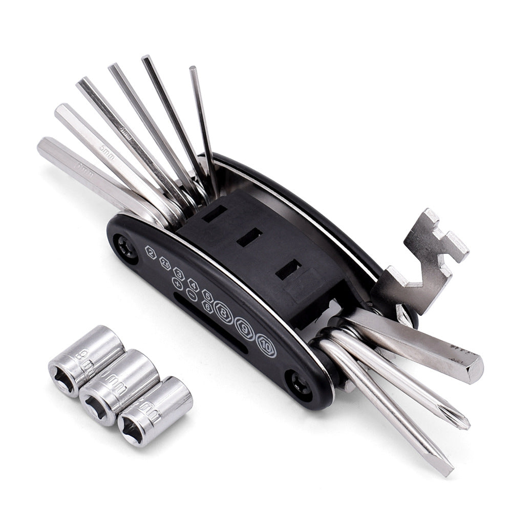 16-in-1 bicycle repair tool kit - multi-tool, tire patch, tire lever & file - Image 4