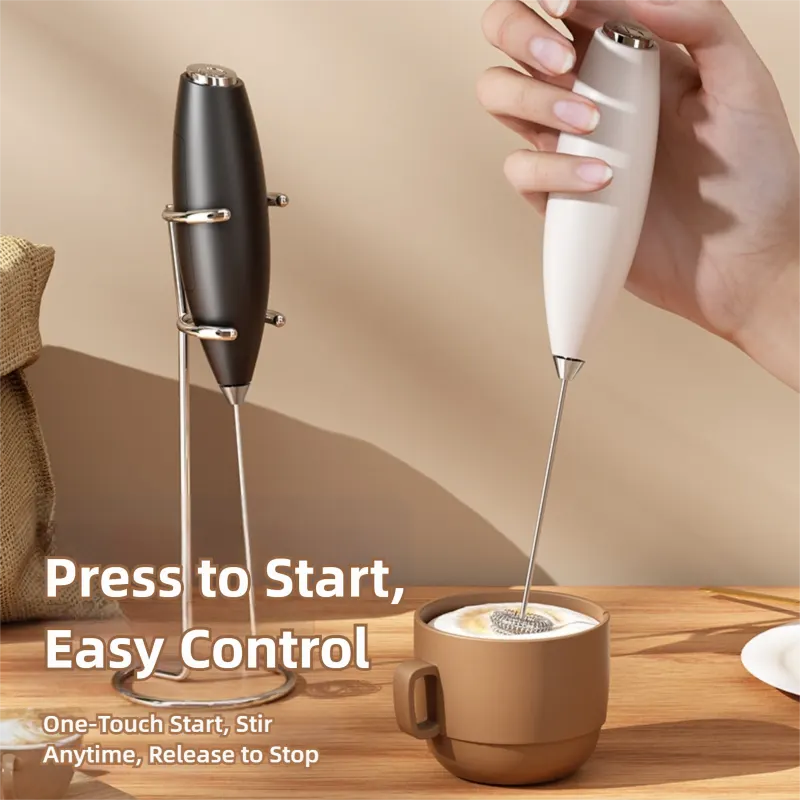 Black Battery-Powered Frother and Whisk with Stand - Image 3