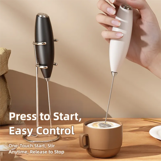 Black Battery-Powered Frother and Whisk with Stand - Image 3