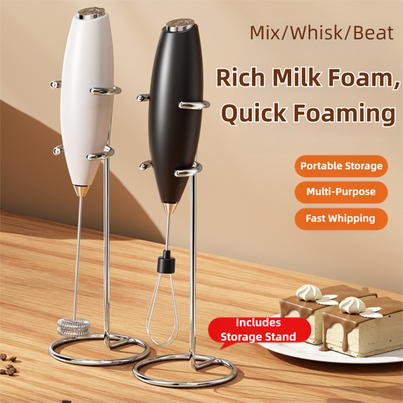 White Battery-Powered Frother and Whisk with Stand - Image 2