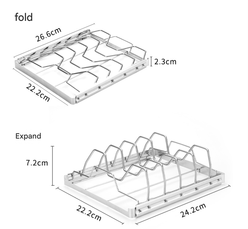 2-Pack Foldable Stainless Steel Rib Racks(26.6 x 22.2 x 2.3 cm) - Image 2