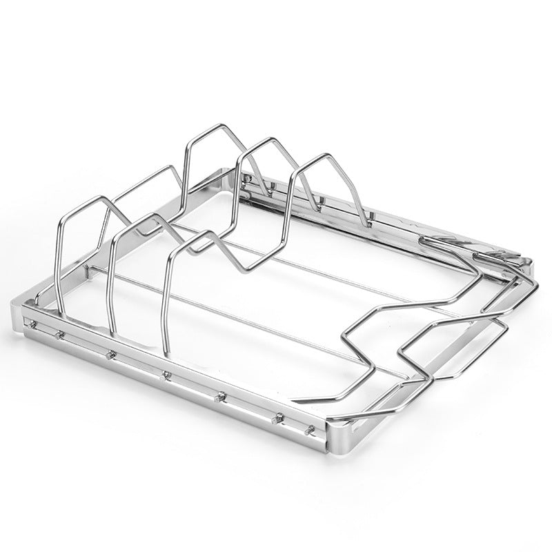 2-Pack Foldable Stainless Steel Rib Racks(26.6 x 22.2 x 2.3 cm) - Image 3