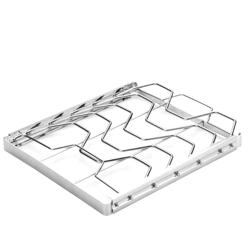2-Pack Foldable Stainless Steel Rib Racks(26.6 x 22.2 x 2.3 cm) - Image 4