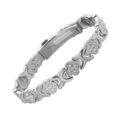 3-Pack 13cm Clover Magnetic Bracelet Set – Rose Gold/Gold/Silver Tone,Crystal Inlay for Women - Image 4