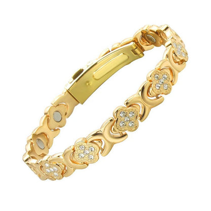 3-Pack 13cm Clover Magnetic Bracelet Set – Rose Gold/Gold/Silver Tone,Crystal Inlay for Women - Image 2